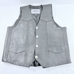 UNIK Premium Leather Motorcycle Biker Vest Size 40 Large Buffalo Nickel Snaps